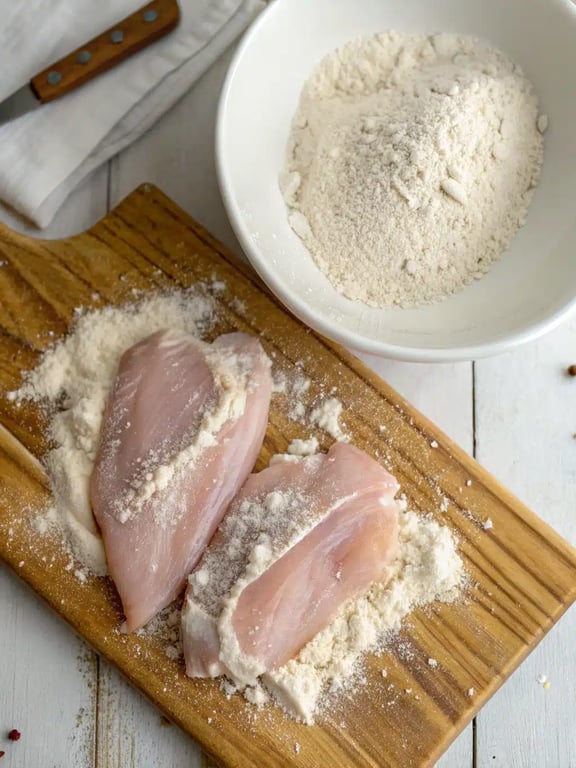 Step 2 for crockpot chicken piccata — process in progress