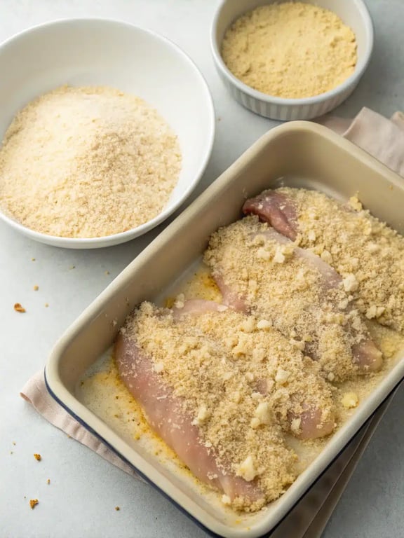 Step 4 for garlic parmesan chicken — texture check