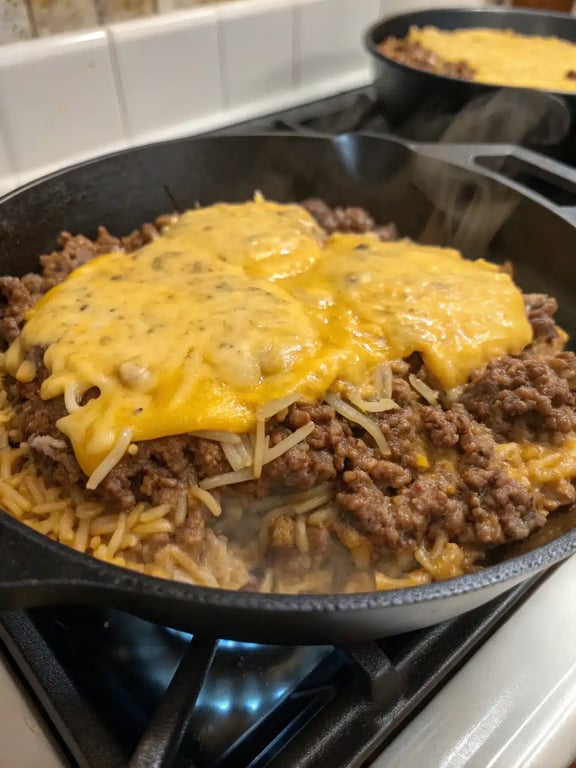 ground beef skillet serving suggestion ground beef skillet served with a fresh green salad and bread