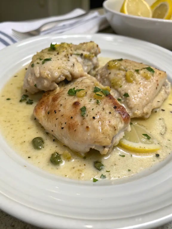 lemon garlic chicken plated with rice and roasted vegetables