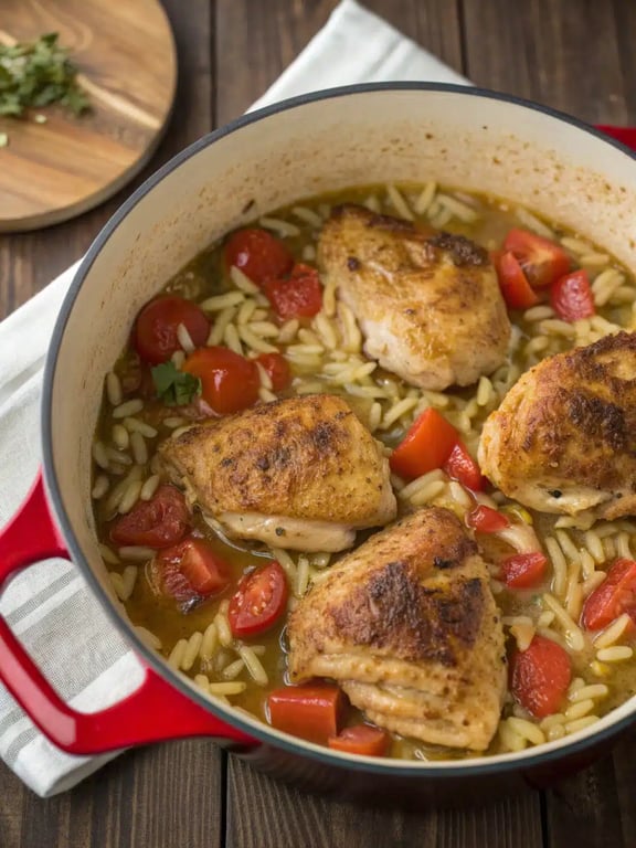 Step 4 for One Pot Chicken Orzo — texture check