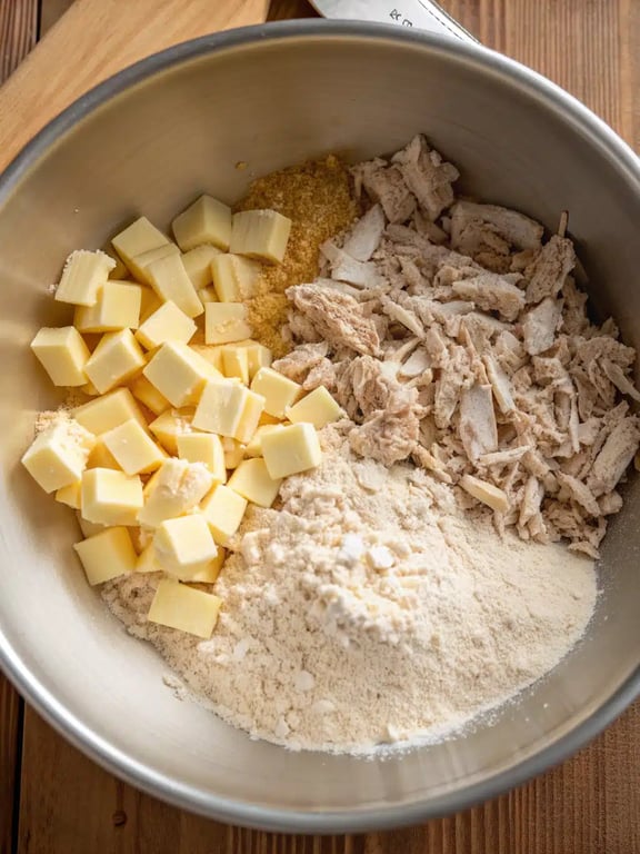 Step 2 for Red Lobster biscuit chicken — process in progress