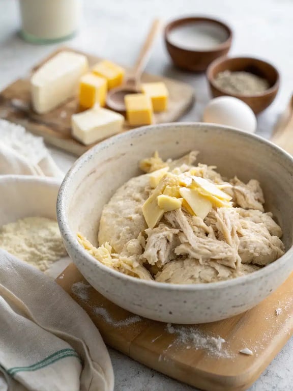 Step 4 for Red Lobster biscuit chicken — texture check