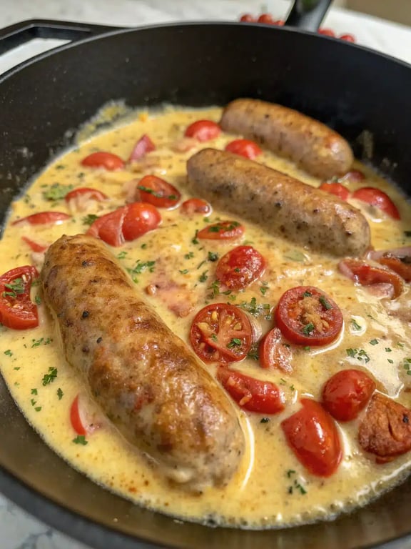Final step for sausage skillet recipe — plated and ready