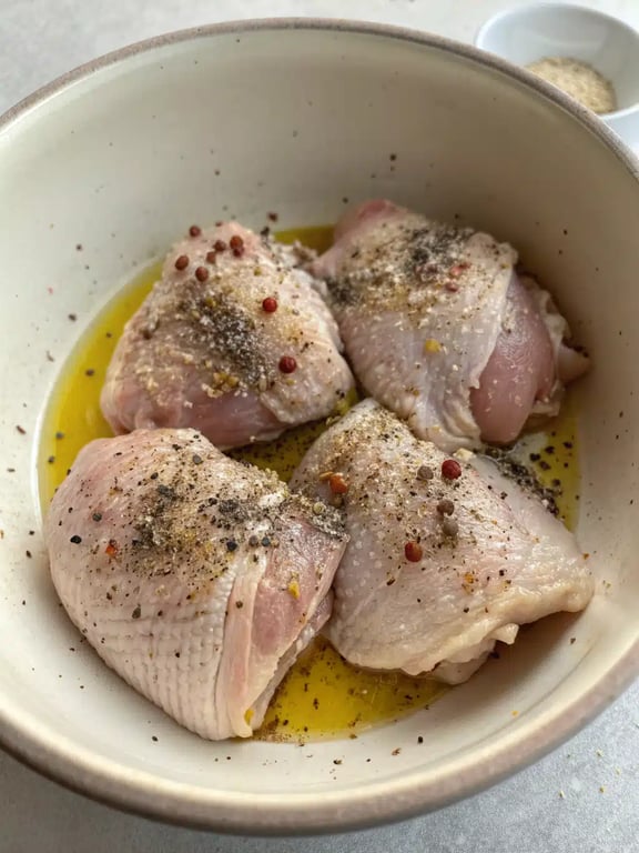 Step 2 for sheet pan chicken — process in progress