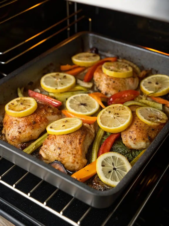 Final step for sheet pan chicken — plated and ready