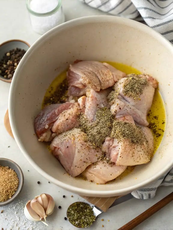 Step 2 for sheet pan chicken — process in progress