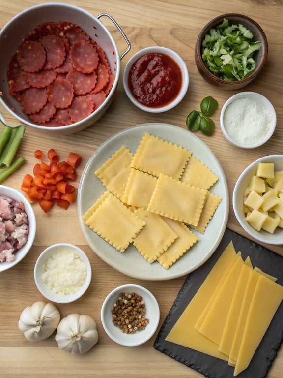 skillet lasagna recipe ingredients skillet lasagna recipe ingredients arranged on the counter