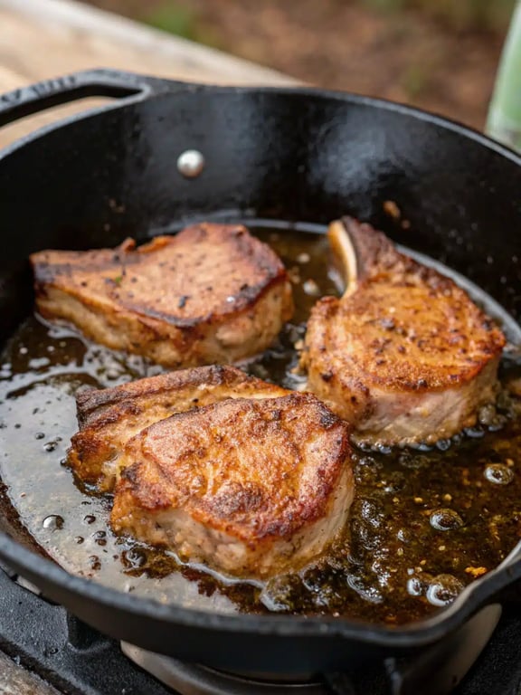Final step for brown sugar beef chops — plated and ready