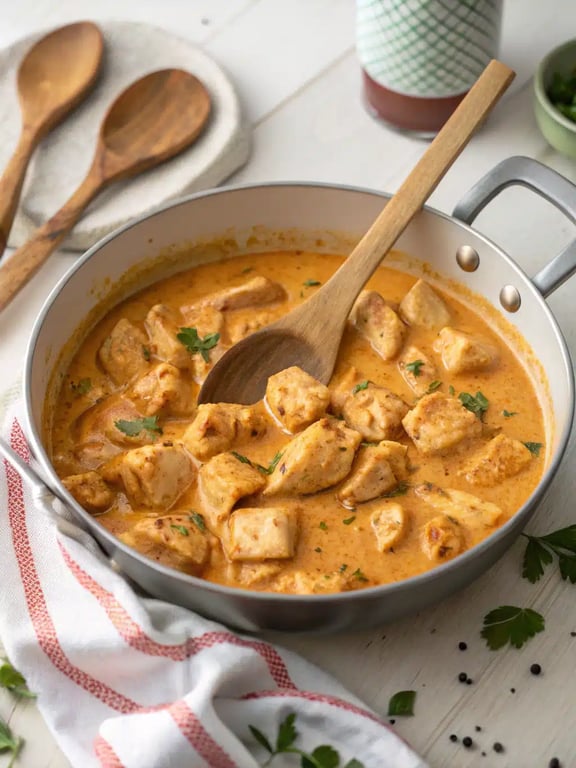 butter chicken recipe — final step Final step for butter chicken recipe — plated and ready