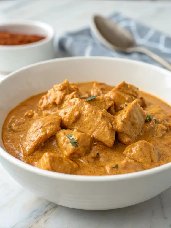 butter chicken recipe serving suggestion butter chicken recipe beautifully plated with rice and naan