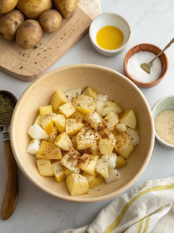 Step 2 for cheesy ranch potatoes — process in progress