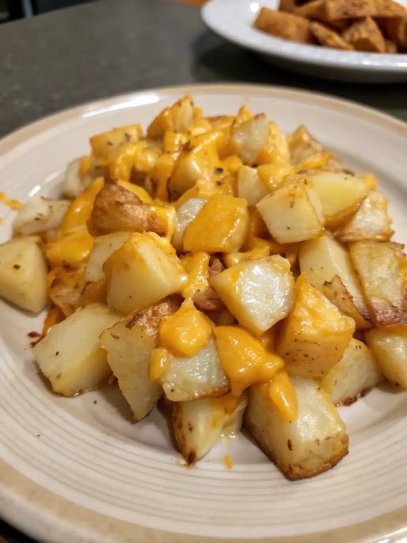 cheesy ranch potatoes served alongside grilled chicken and vegetables