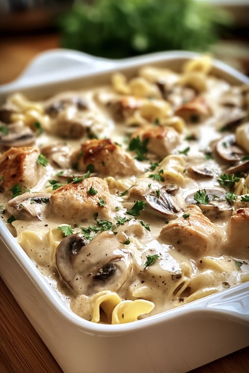 Creamy Baked Chicken Stroganoff: 9 Easy Steps