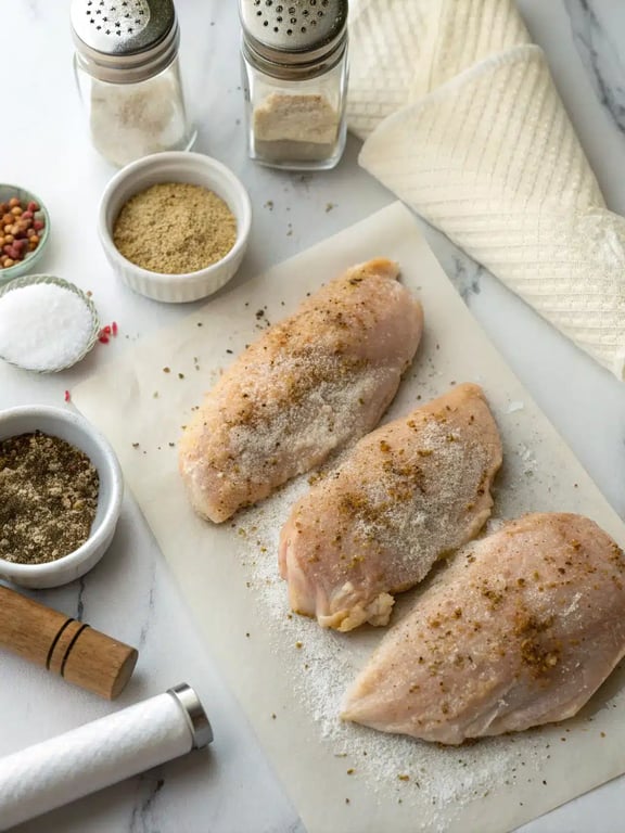 Step 2 for chicken breast recipe — process in progress