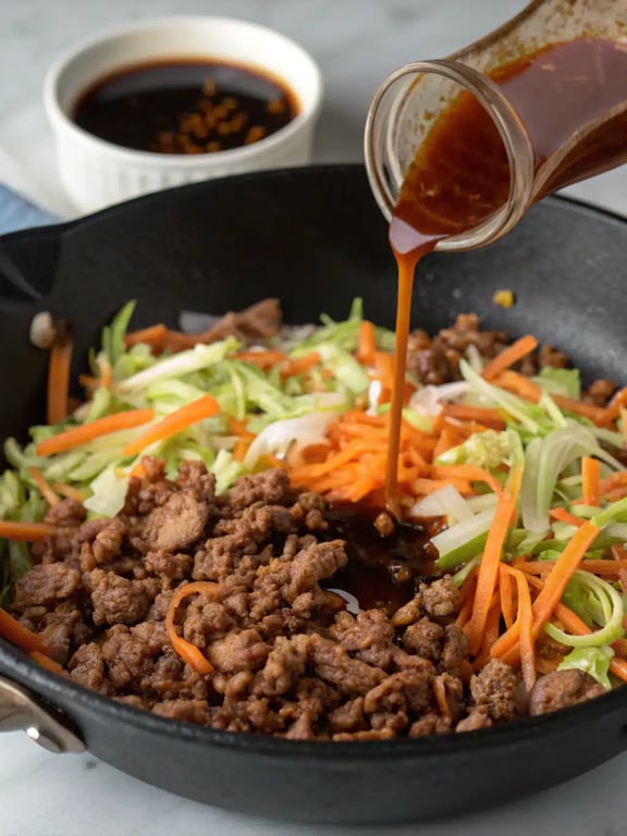 Step 4 for egg roll bowl — texture check