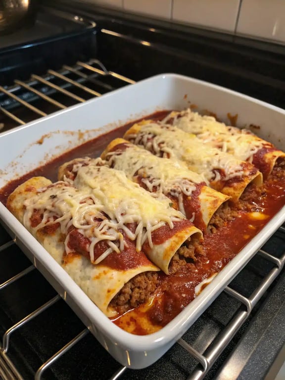 Final step for ground beef enchiladas — plated and ready