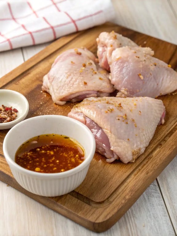 Step 2 for hot honey chicken — process in progress