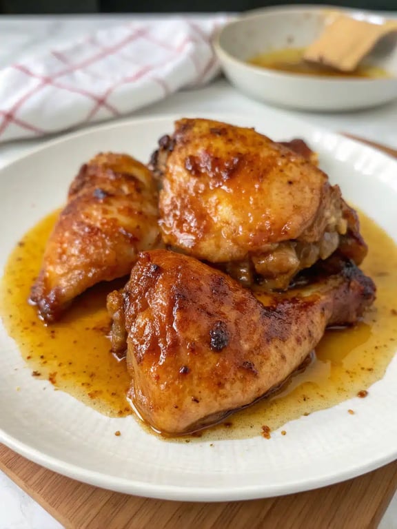 hot honey chicken plated with rice and roasted vegetables