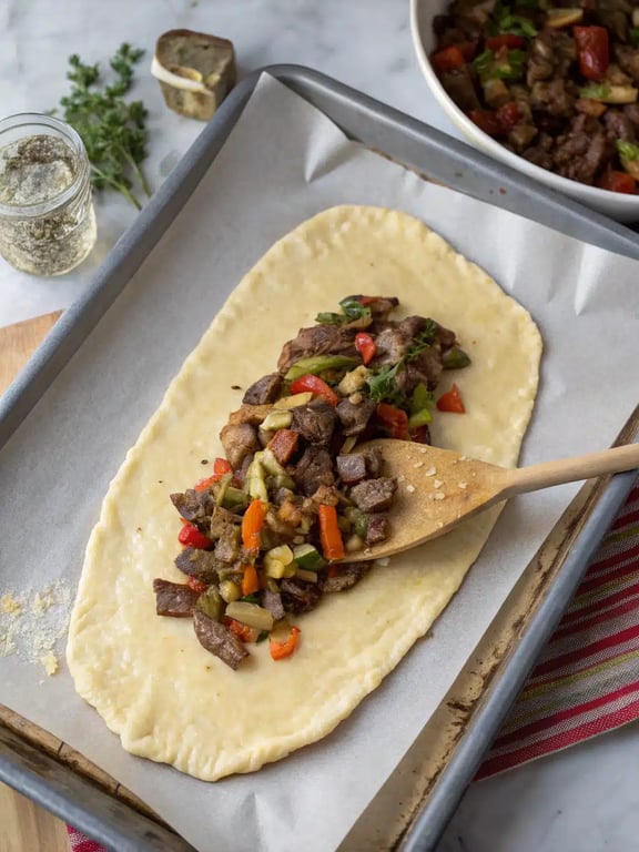 Step 4 for keto philly cheesesteak rolls — texture check