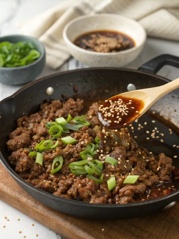 Final step for Korean ground beef — plated and ready