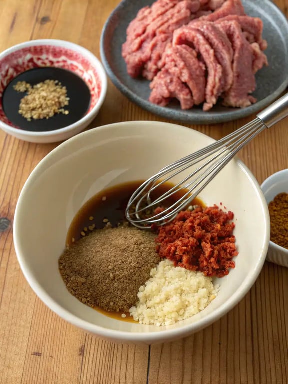 Step 2 for Korean ground beef bowl — process in progress