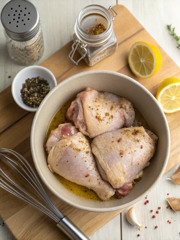 Step 2 for Mediterranean chicken gyros — process in progress