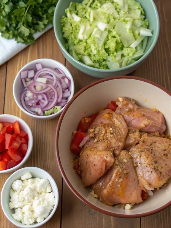 Step 4 for Mediterranean chicken gyros — texture check