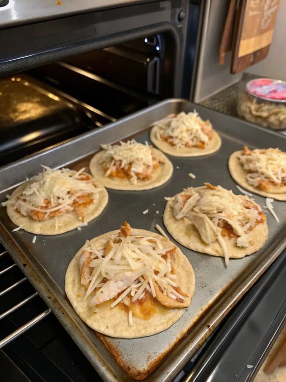 Final step for rotisserie chicken tostadas — plated and ready