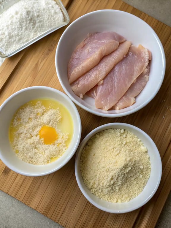 Step 2 for baked chicken tenders — process in progress