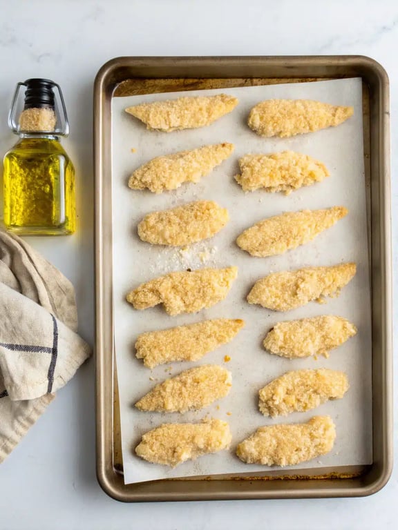 Final step for baked chicken tenders — plated and ready