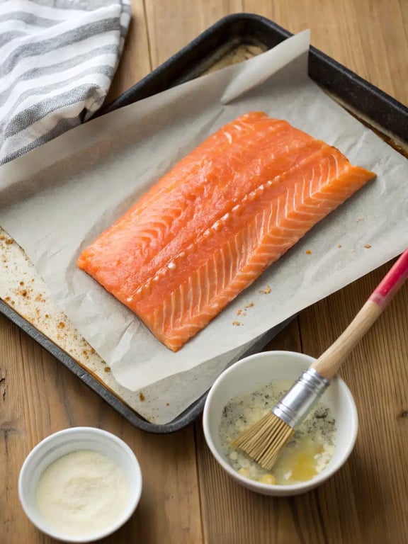 Step 2 for baked salmon sushi, seasoning the warm rice with vinegar mixture