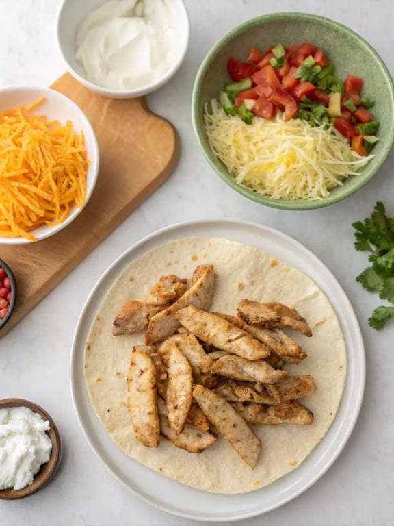 Step 4 for cheesy chicken wraps — texture check