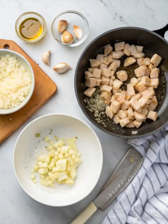 Step 2 for creamy chicken casserole — process in progress