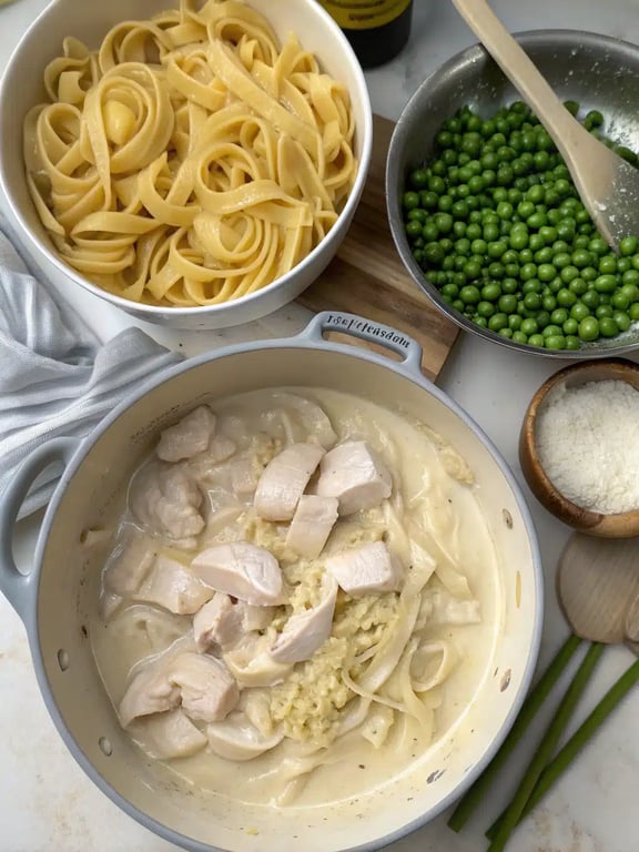 Step 4 for creamy chicken casserole — texture check