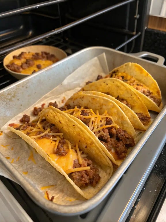 Final step for crispy baked tacos — plated and ready