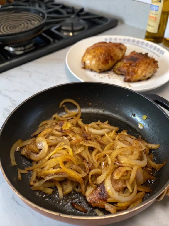Step 4 for French onion chicken — texture check