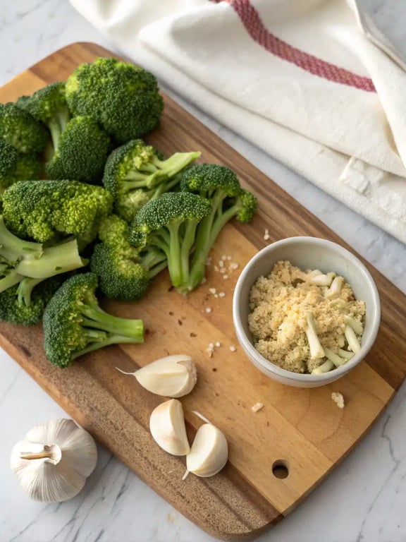Step 2 for garlic broccoli stir fry — process in progress