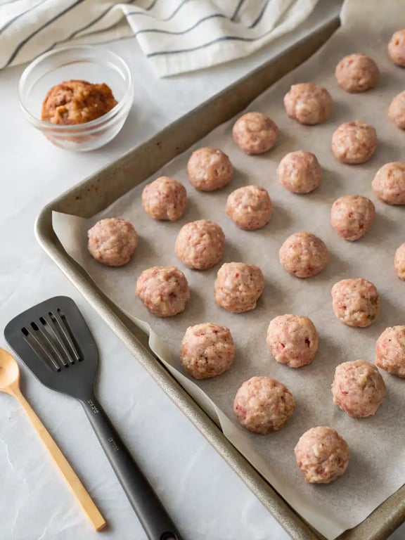 Greek turkey meatballs — step 4 Step 4 for Greek turkey meatballs — texture check