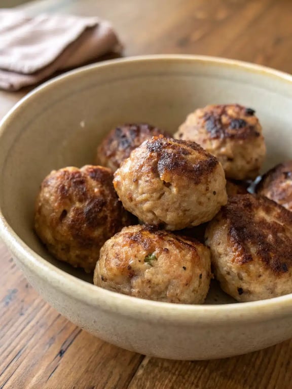 Greek turkey meatballs serving suggestion Greek turkey meatballs beautifully plated with rice, salad, and tzatziki sauce