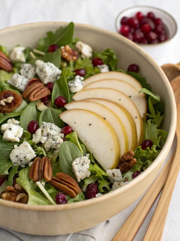 Step 4 for pear blue cheese salad — texture check