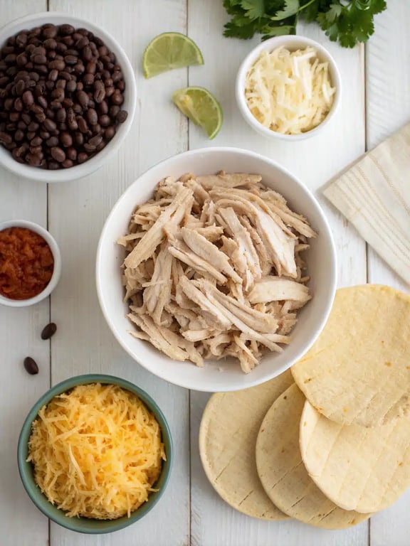 rotisserie chicken tostadas ingredients rotisserie chicken tostadas ingredients arranged on the counter