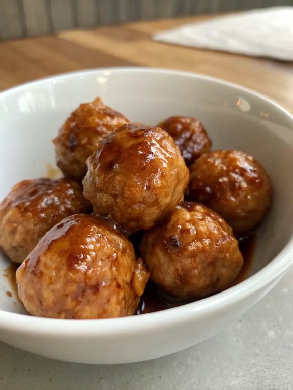 Thai chicken meatballs recipe plated with jasmine rice and lime wedges