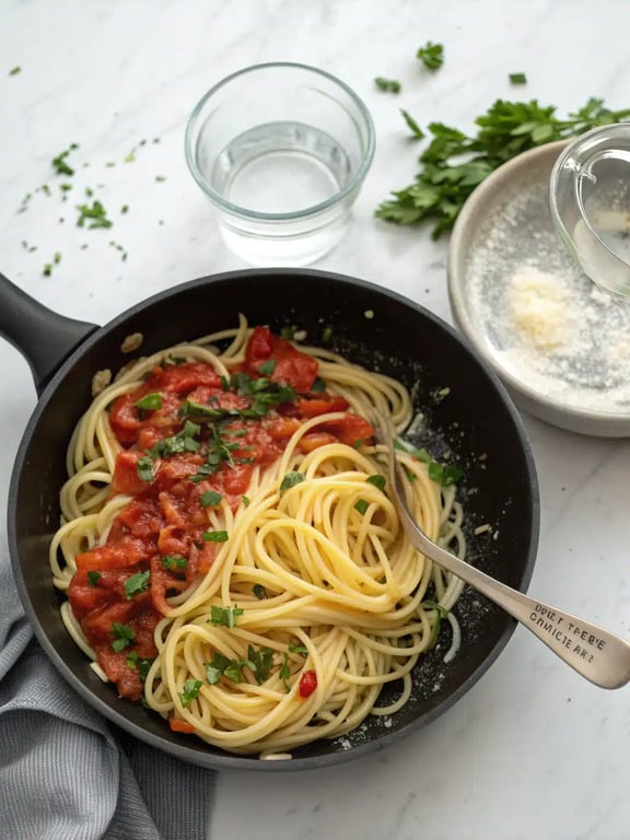 Step 4 for vegan pasta recipe — texture check