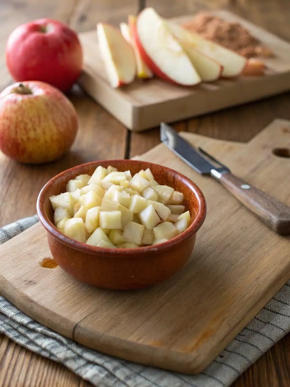 Step 2 for apple bread recipe — process in progress