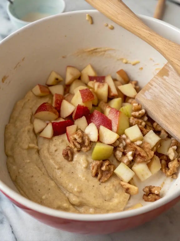Step 4 for apple bread recipe — texture check