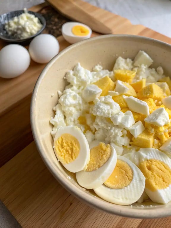 Final step for cottage cheese egg salad — plated and ready