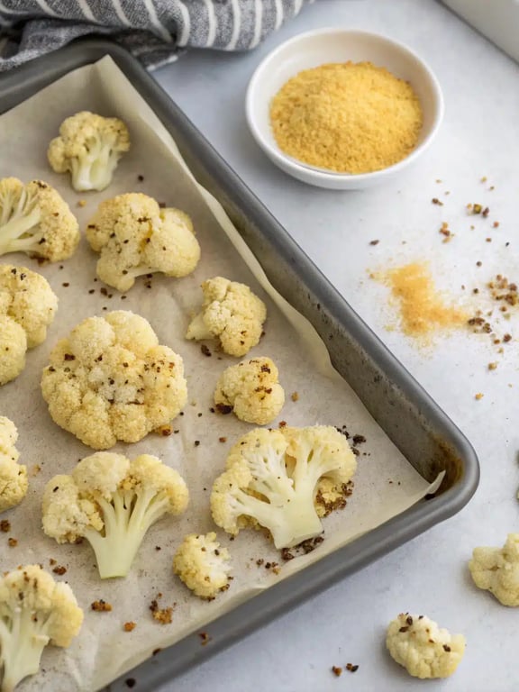 Step 4 for crispy baked cauliflower — texture check