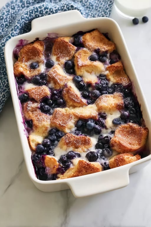 Overnight Blueberry French Toast Casserole: 10 Ingredients