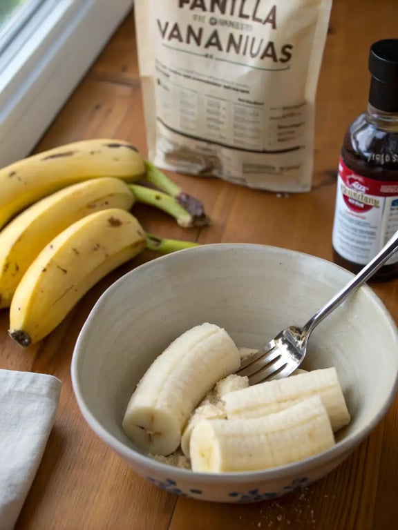 banana french toast casserole — step 2 Step 2 for banana french toast casserole — process in progress